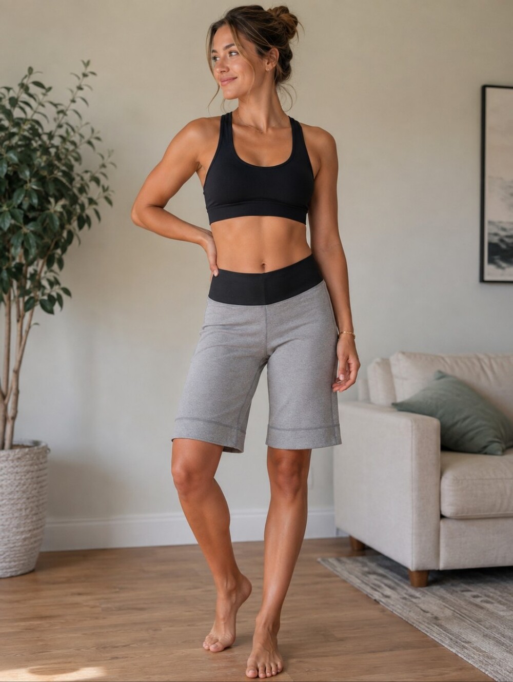 Lululemon Clam Digger Wide Leg Shorts   Dark& Light Grey
